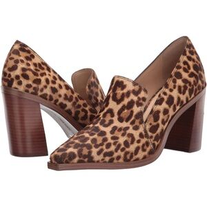 Vince Camuto Women’s Leopard Print Block Heel Shoes 100% Leather